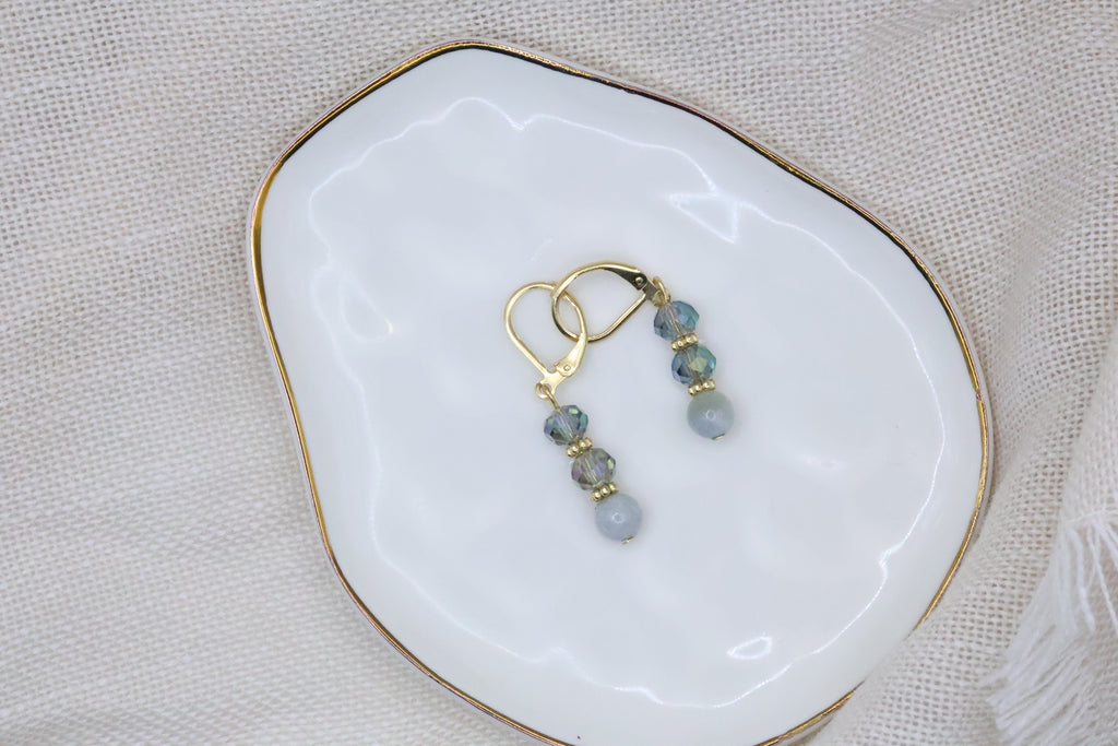 Earrings - Simple Greyish Green