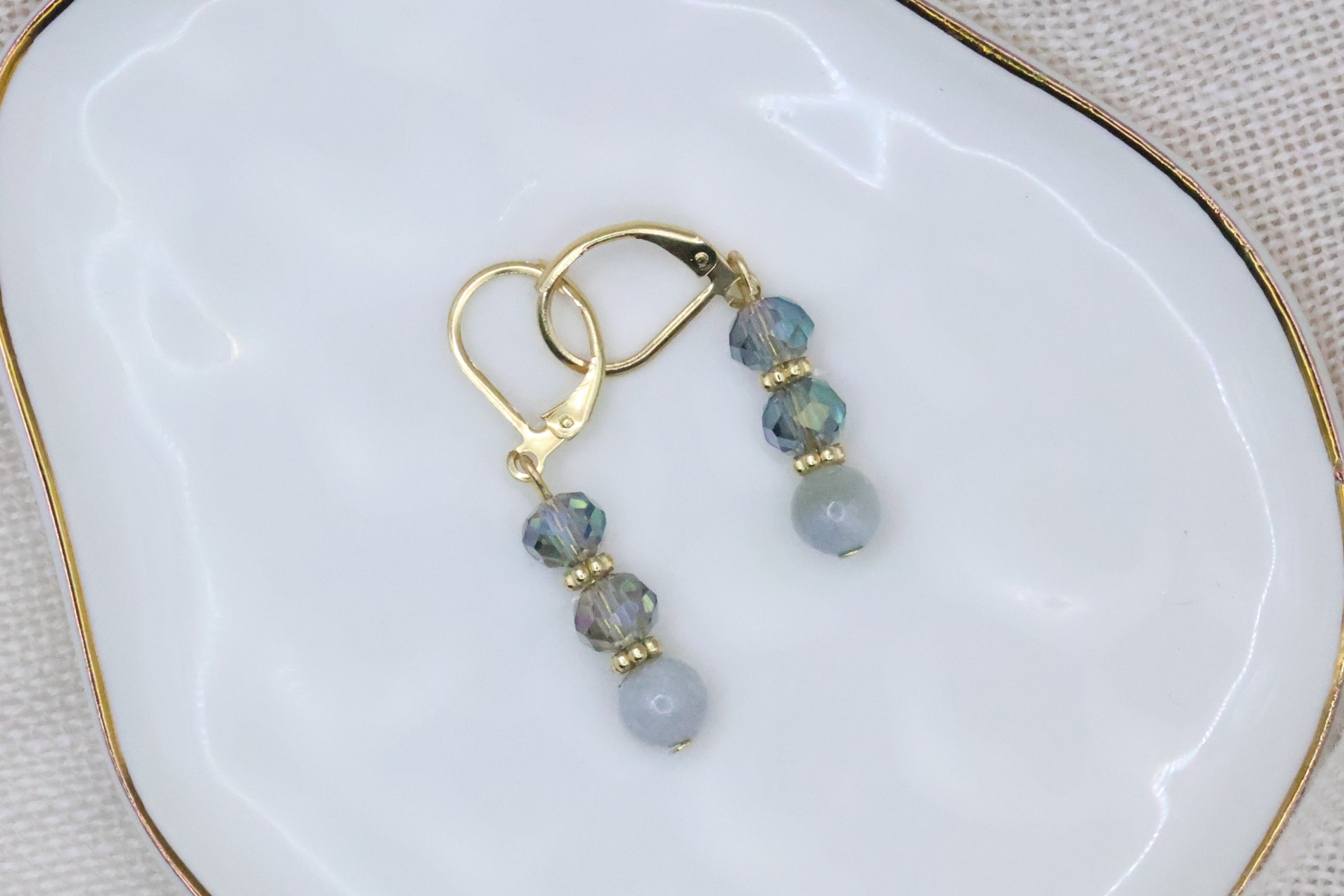 Earrings - Simple Greyish Green