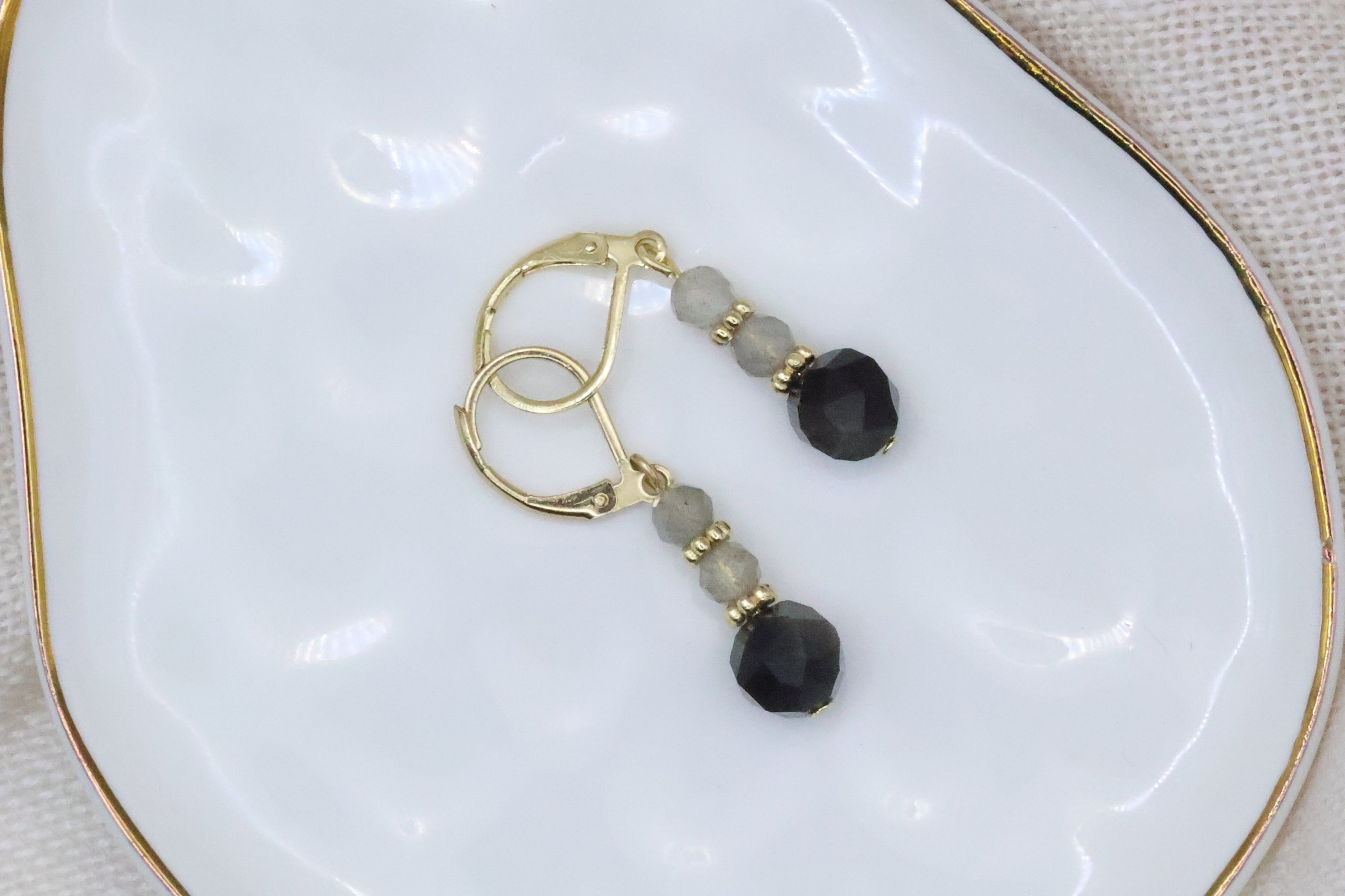 Earrings - Simple Greyish Green and Black