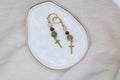 Earrings - Green and Pink with Cross