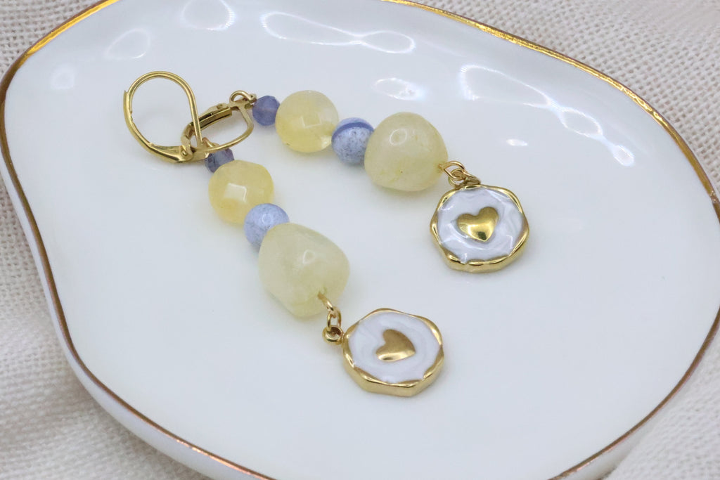 Earrings - Sweet Sunshine with Heart Pendant
