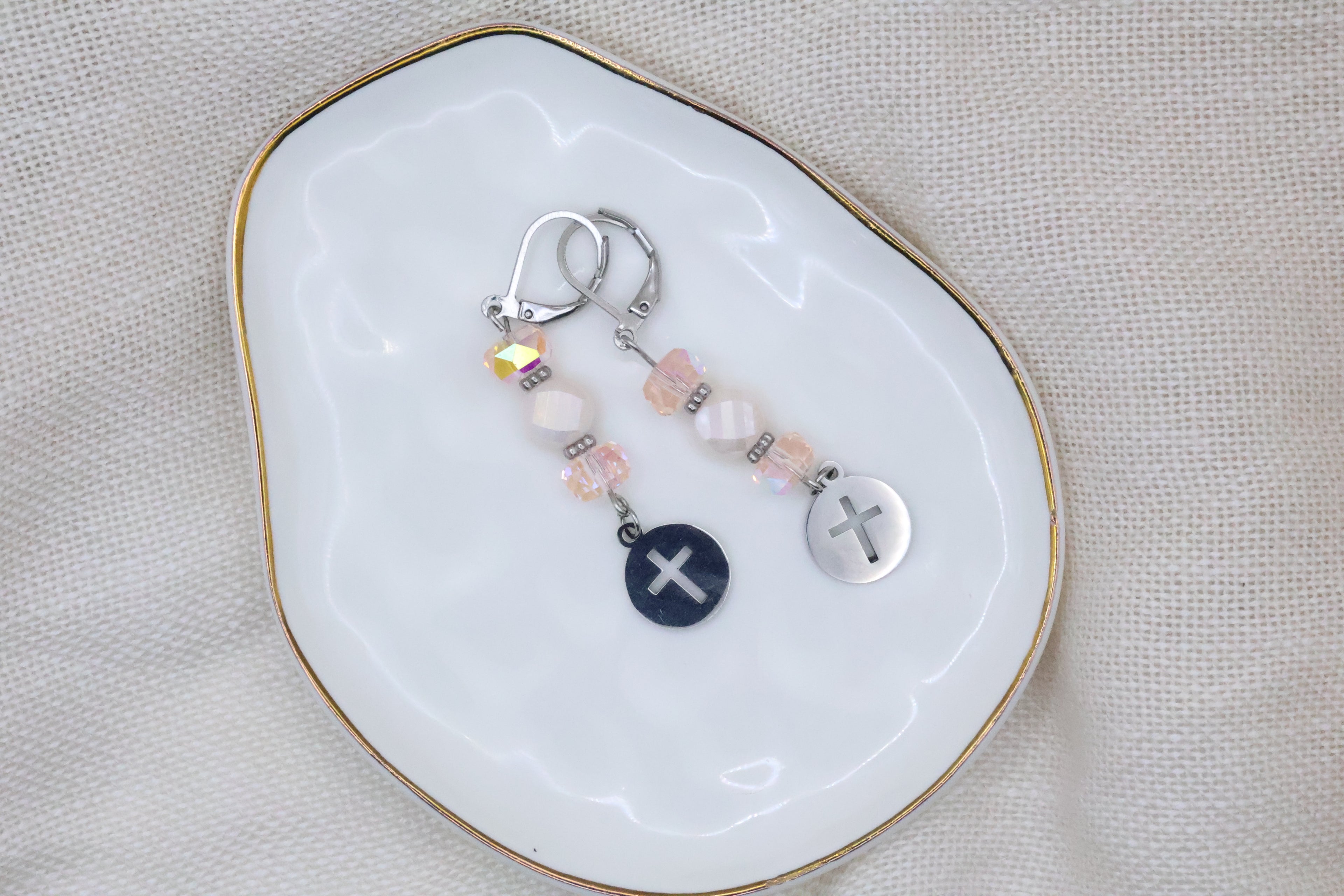 Earrings - Precious Pink with Cross