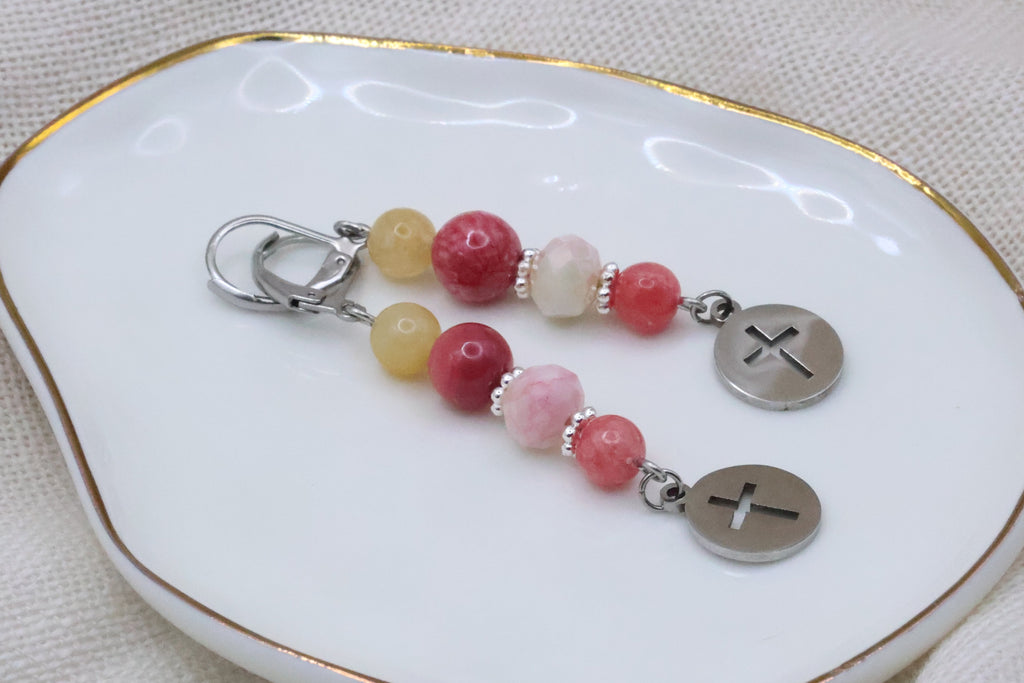Earrings - Summer Sunset with Cross