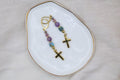 Earrings - Purple and Aqua with Cross