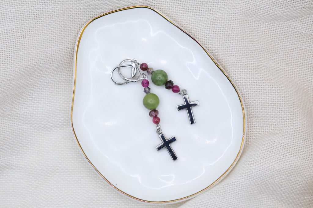 Earrings - Watermelon with Cross