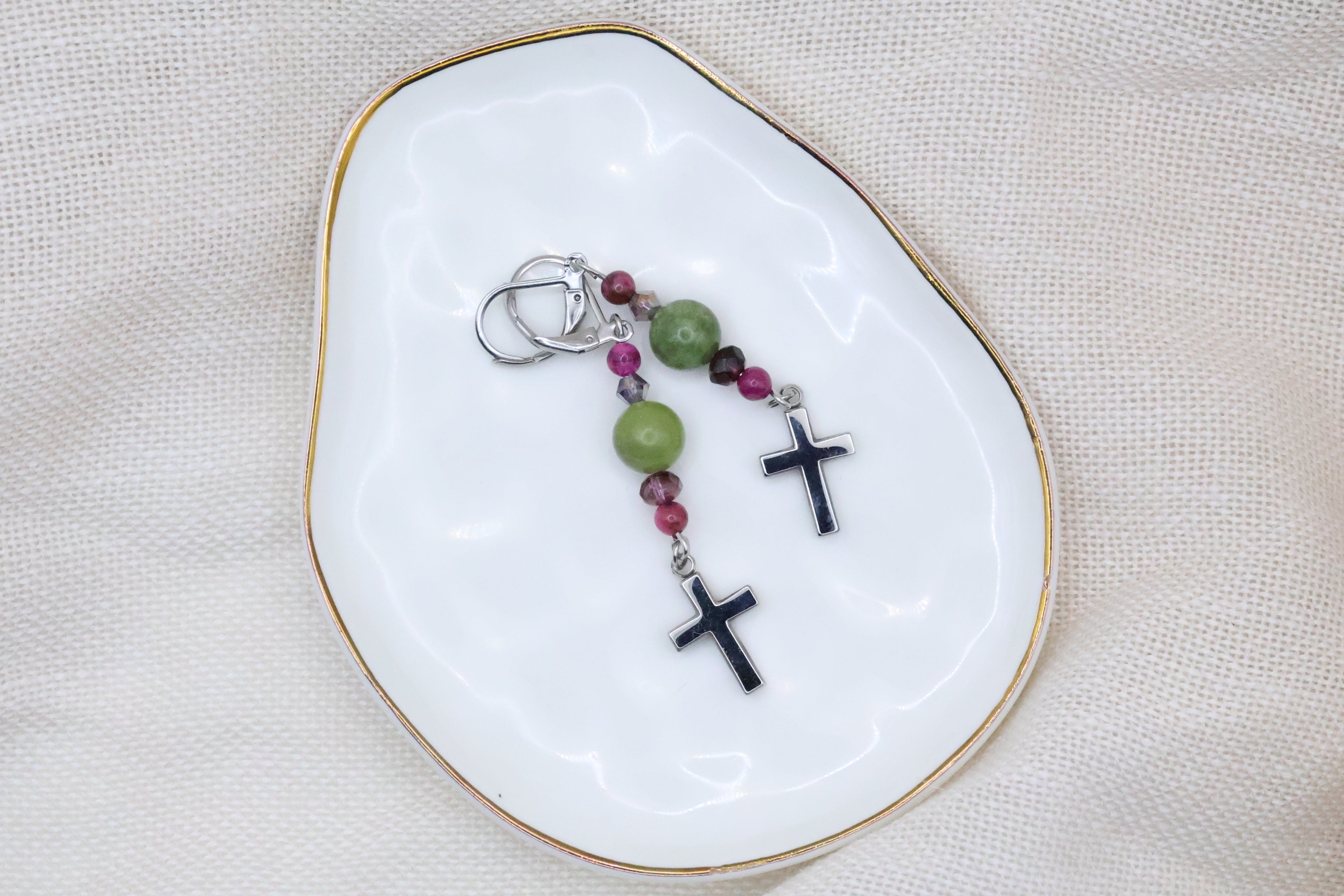 Earrings - Watermelon with Cross