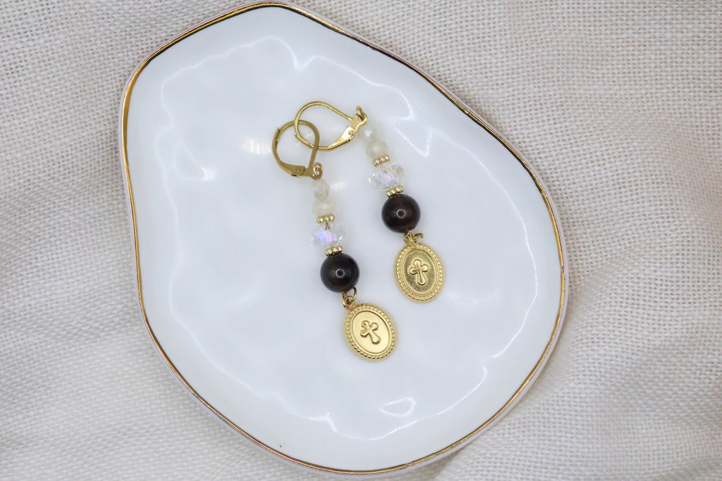 Earrings - Neutral Beauty with Cross