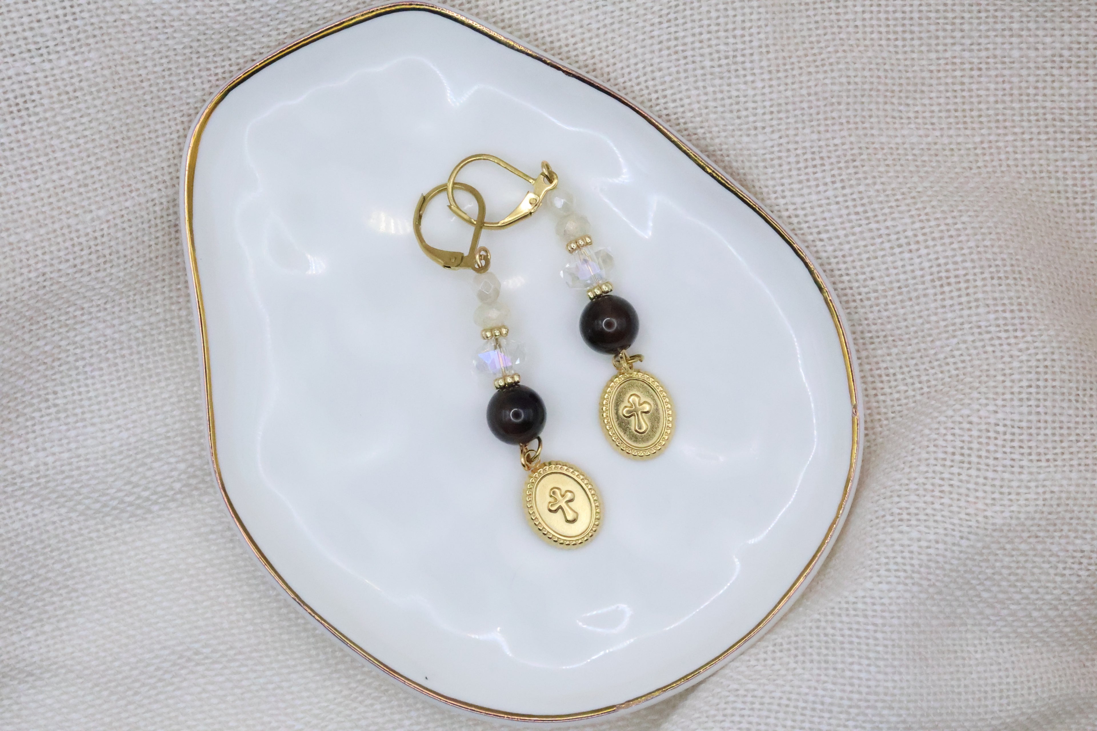 Earrings - Neutral Beauty with Cross