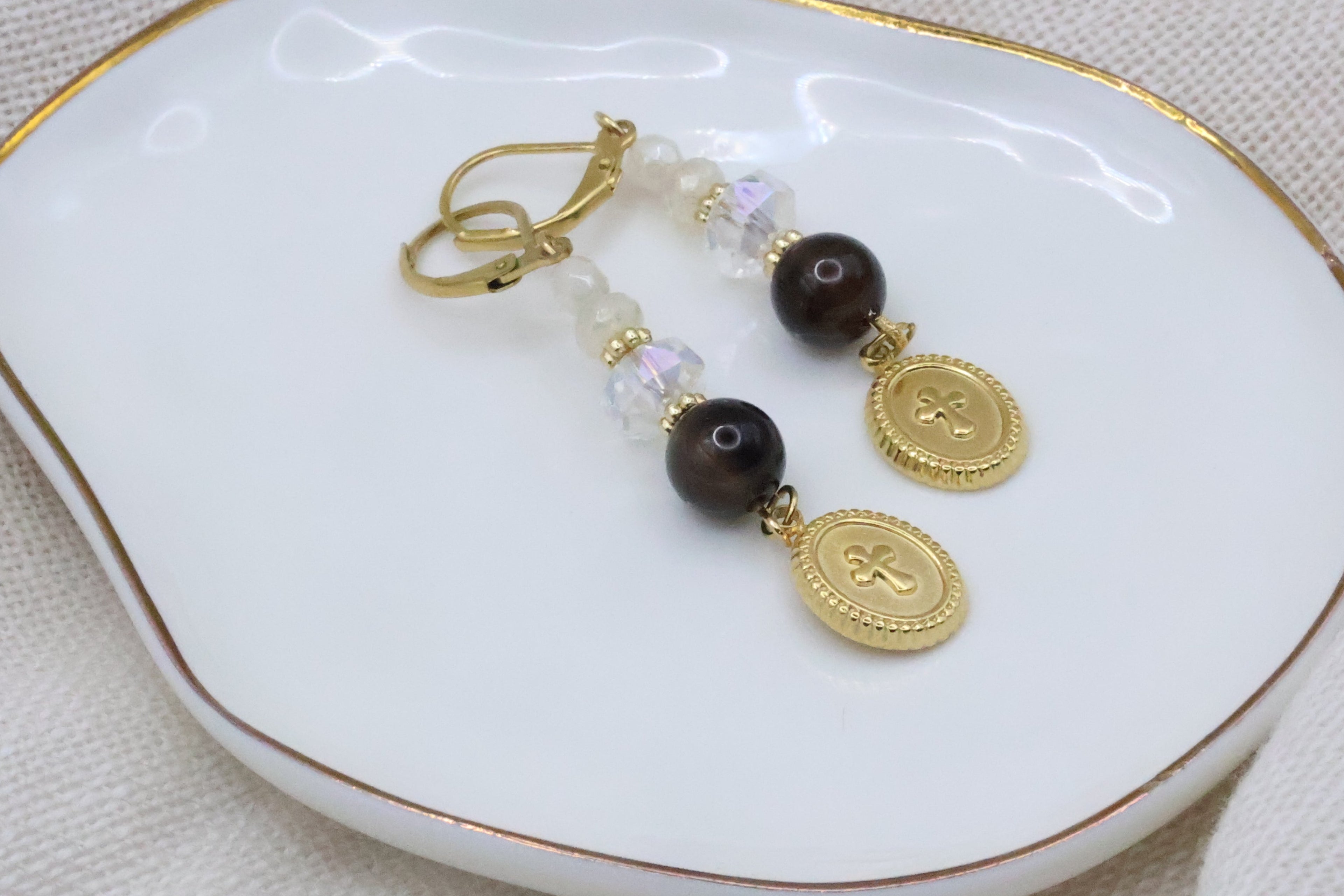 Earrings - Neutral Beauty with Cross