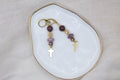 Earrings - Purple Cream with Cross