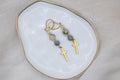 Earrings - Grey and Gold with Cross