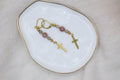 Earrings - Pink and Grey with Cross