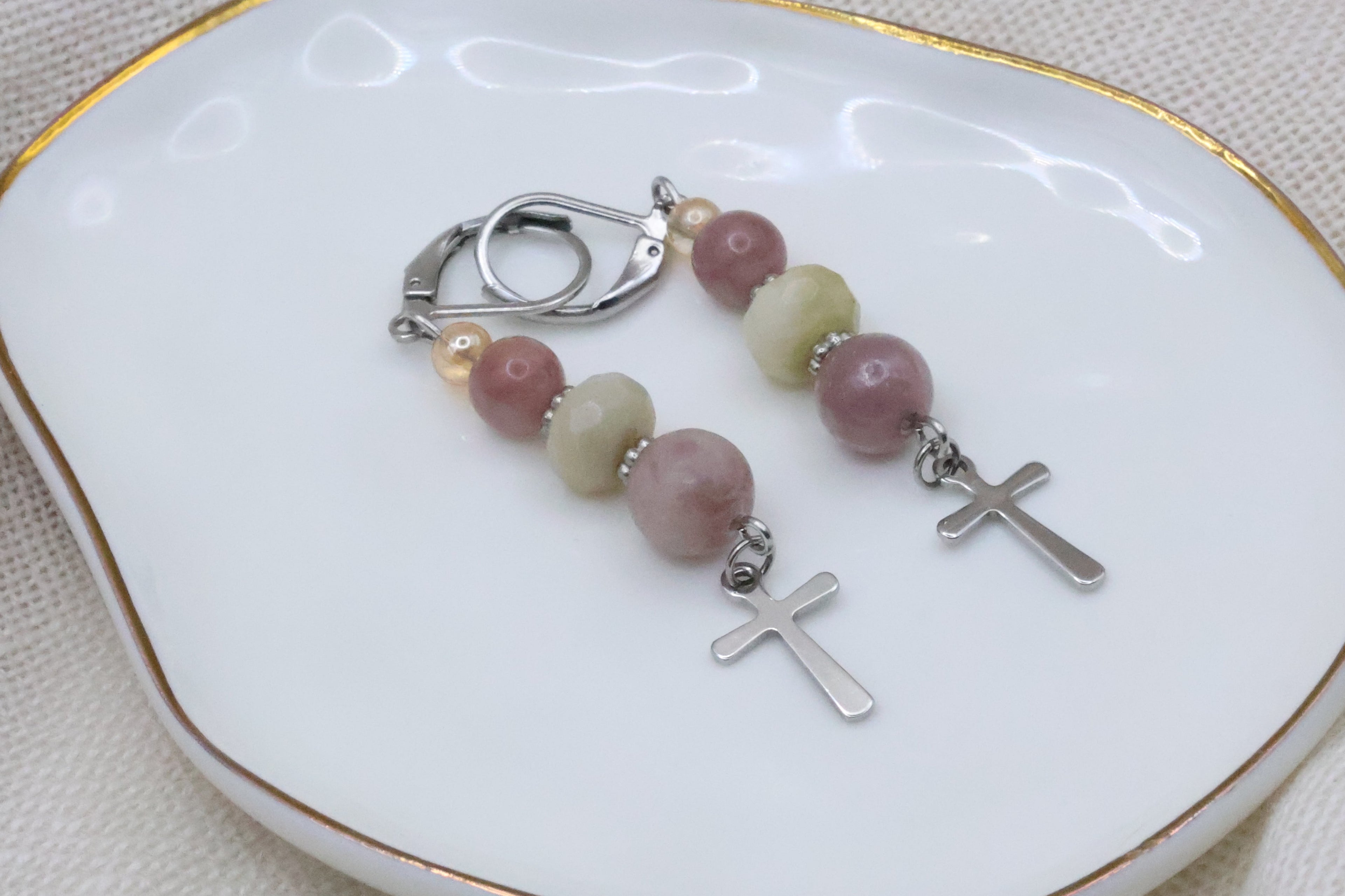 Earrings - Parfait with Cross